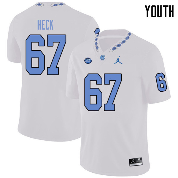 Jordan Brand Youth #67 Charlie Heck North Carolina Tar Heels College Football Jerseys Sale-White